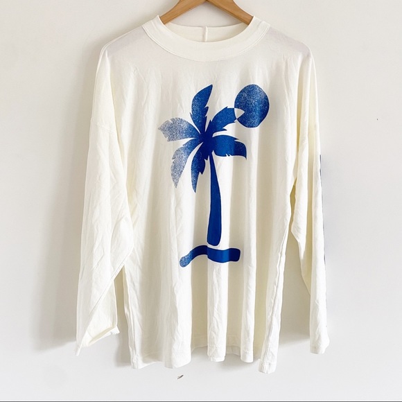 Free People White and Blue Long Sleeve Tee - Picture 6 of 10